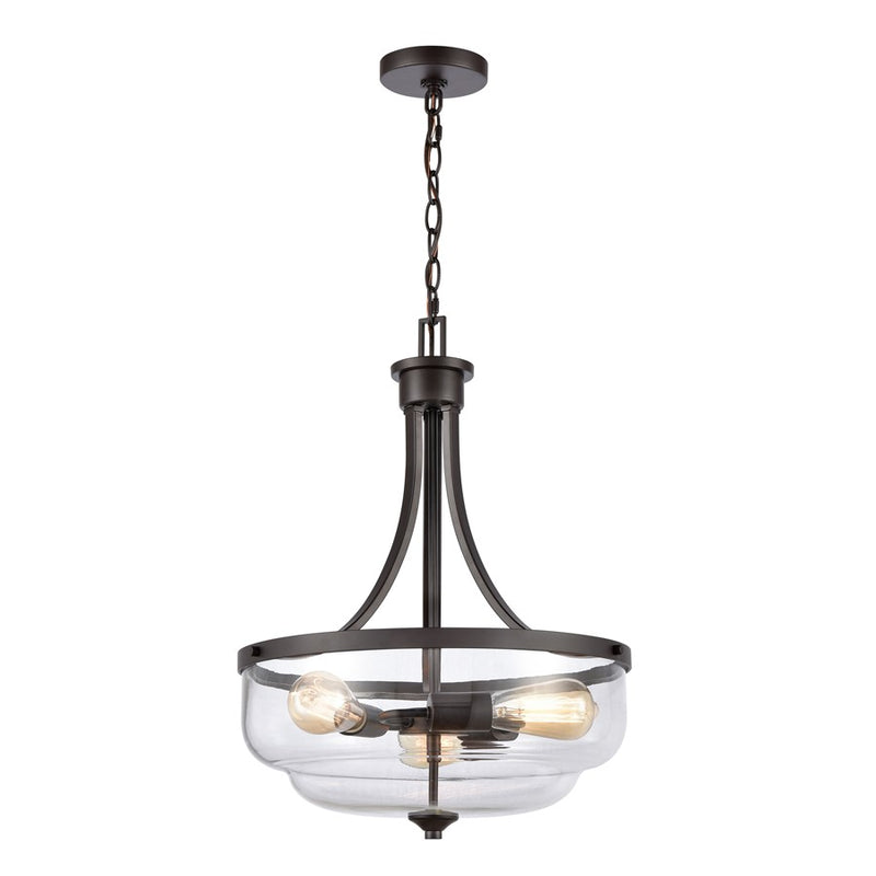 Atlas Lighting Calistoga 17'' Wide 3Lt Pendant, Bronze/Clear