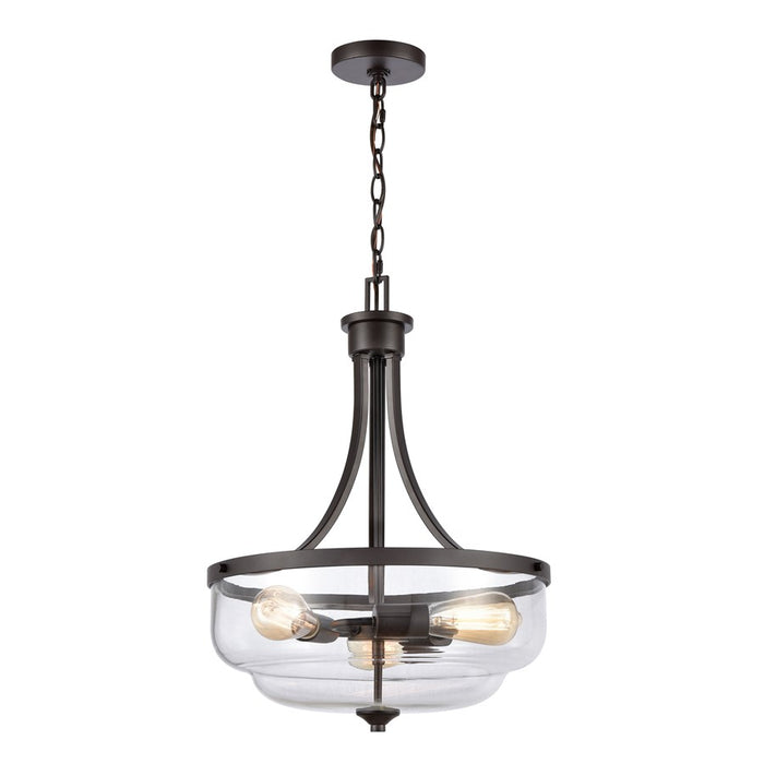 Atlas Lighting Calistoga 17'' Wide 3Lt Pendant, Bronze/Clear