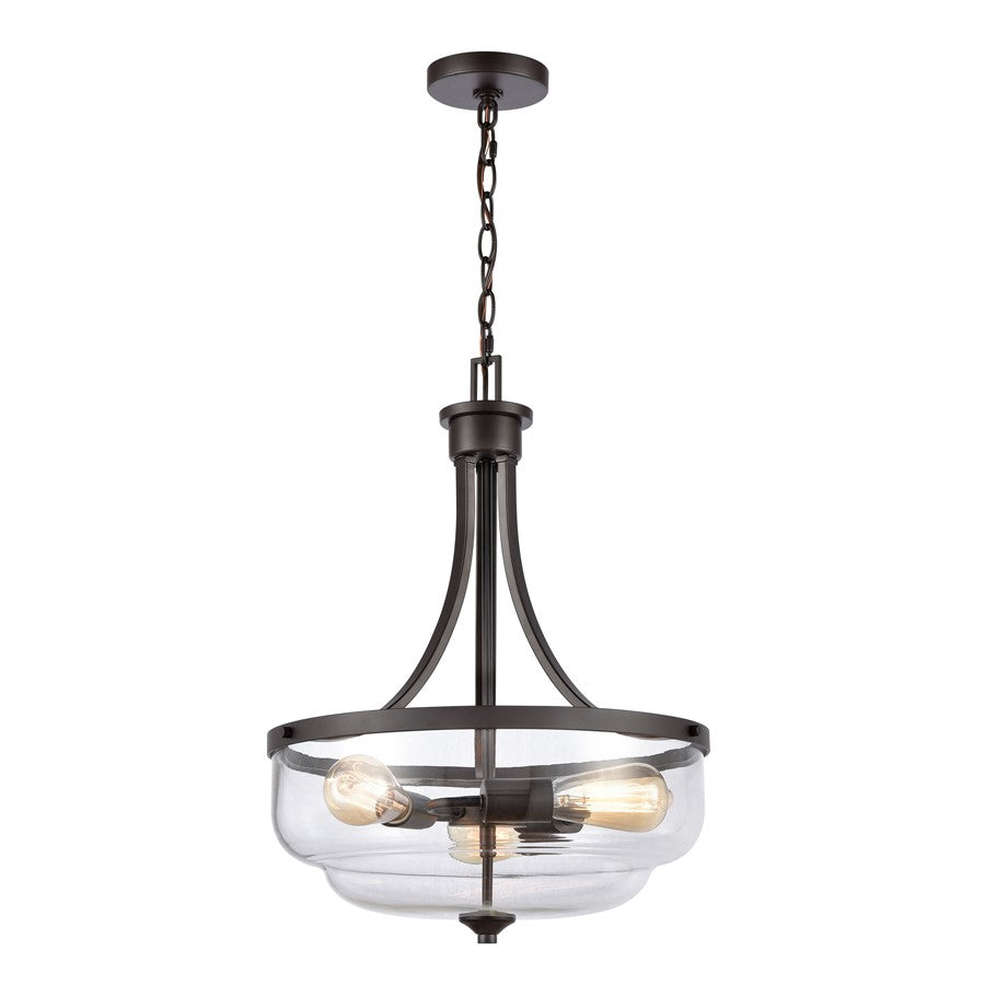Atlas Lighting Calistoga 17'' Wide 3Lt Pendant, Bronze/Clear