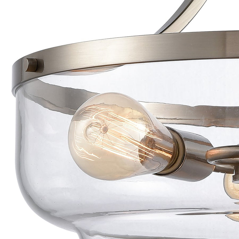 Atlas Lighting Calistoga 17in 3-Light Pendant | Traditional Brushed Nickel and Clear Glass | Kitchen Island & Dining Room | Model CL11744-NK