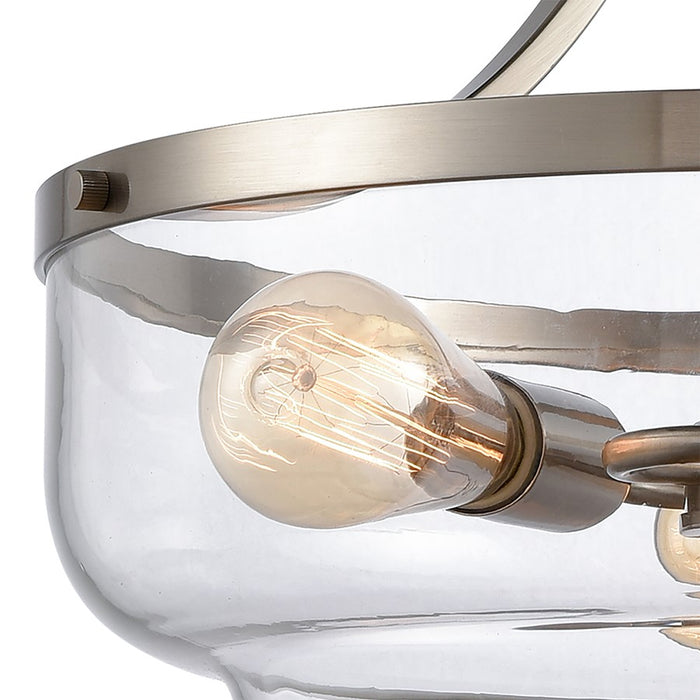 Atlas Lighting Calistoga 17''W 3Lt Pendant, Brushed Nickel/Clear