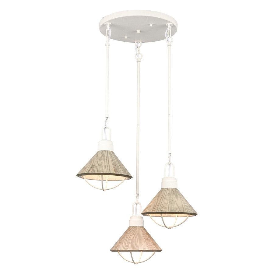 Atlas Lighting Cape May 21'' Wide 3Lt Pendant, White Coral/Gray