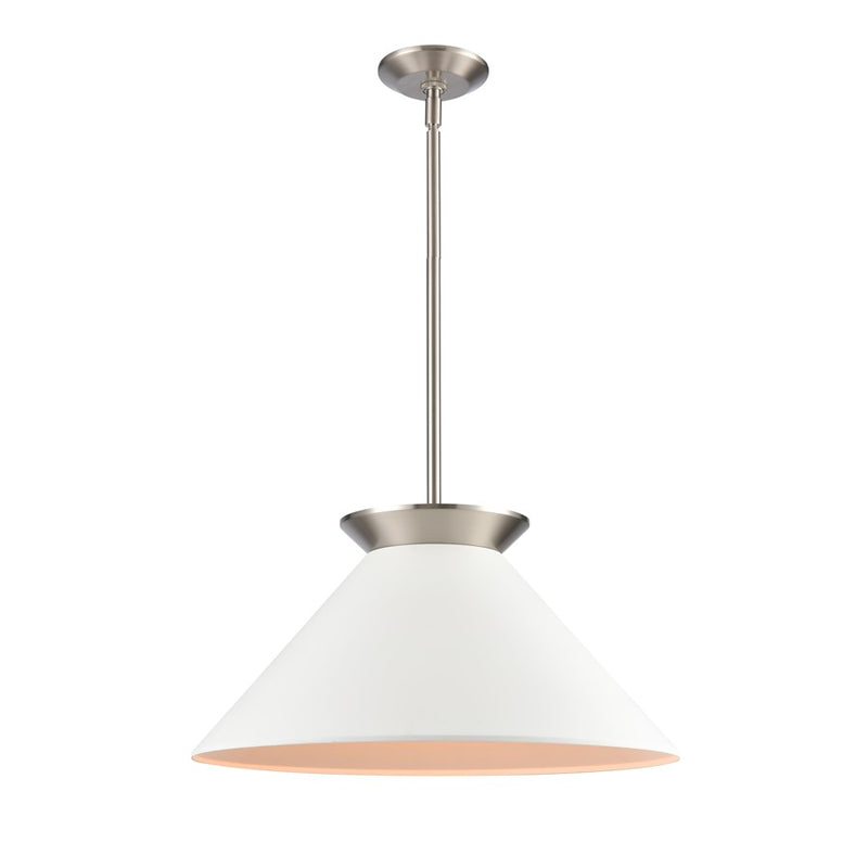 Atlas Lighting Cavendish 20''W 1Lt Pendant, Brushed Nickel/White