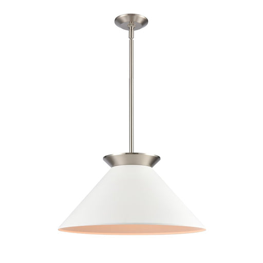 Atlas Lighting Cavendish 20''W 1Lt Pendant, Brushed Nickel/White