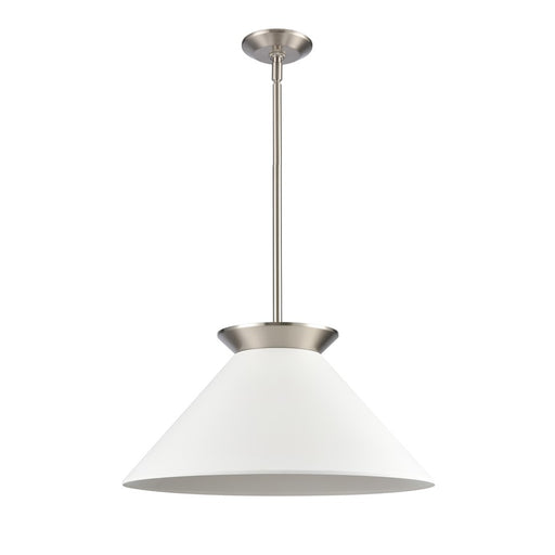 Atlas Lighting Cavendish 20''W 1Lt Pendant, Brushed Nickel/White