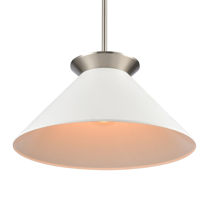 Atlas Lighting Cavendish 20''W 1Lt Pendant, Brushed Nickel/White