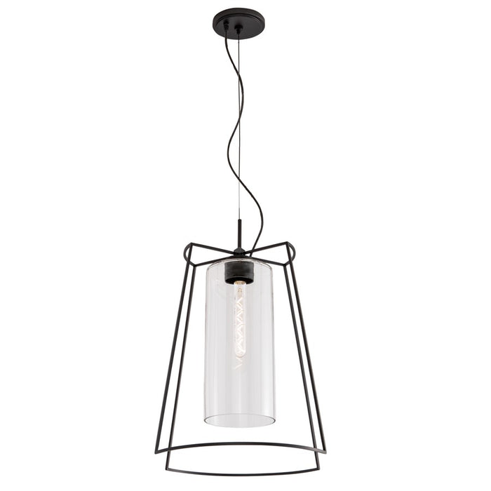 Atlas Lighting Cere 14.25'' Wide 1Lt Pendant, Matte Black/Clear
