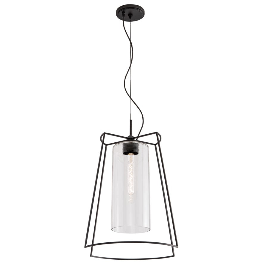 Atlas Lighting Cere 14.25'' Wide 1Lt Pendant, Matte Black/Clear