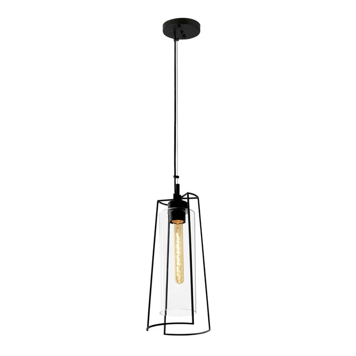 Atlas Lighting Cere 6.75'' Wide Outdoor Pendant, Matte Black/Clear
