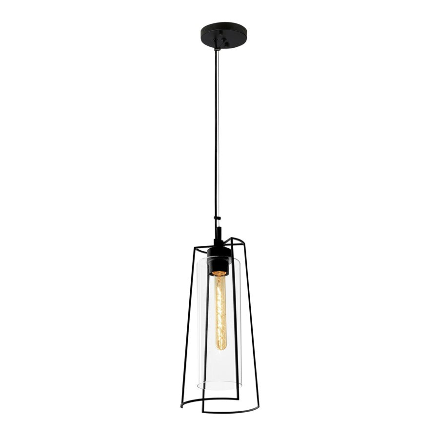 Atlas Lighting Cere 6.75'' Wide Outdoor Pendant, Matte Black/Clear
