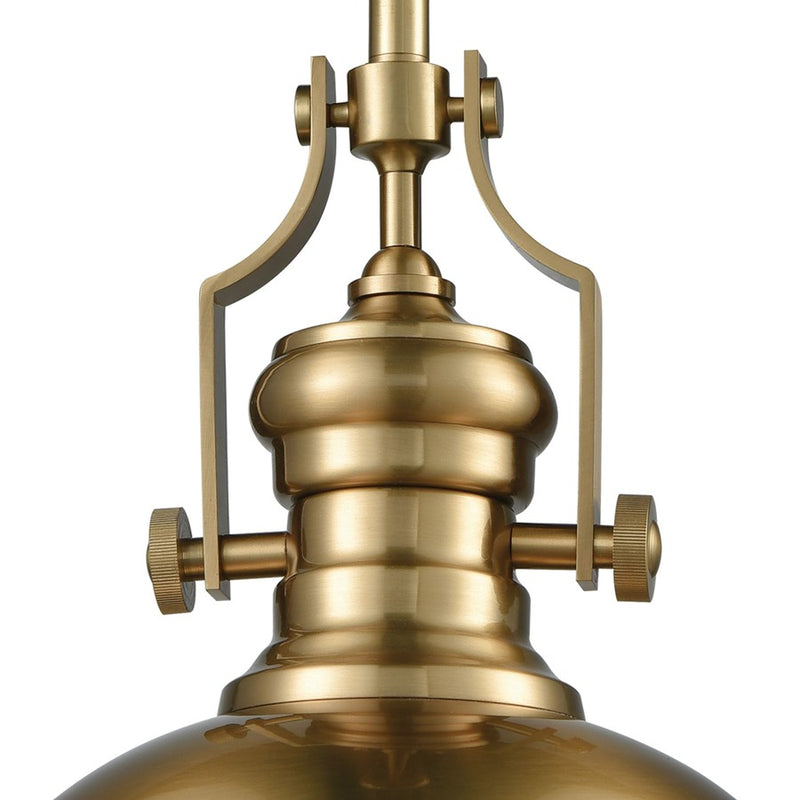 Atlas Lighting Chadwick 13in 1-Light Pendant | Transitional Satin Brass Metal | Kitchen Island & Dining Room | 13 x 13 x 14 in | Model CL11750-BS1