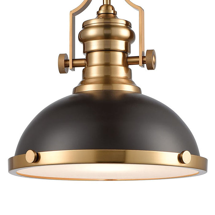Atlas Lighting Chadwick 13'' Wide 1Lt Pendant, Brass/Black