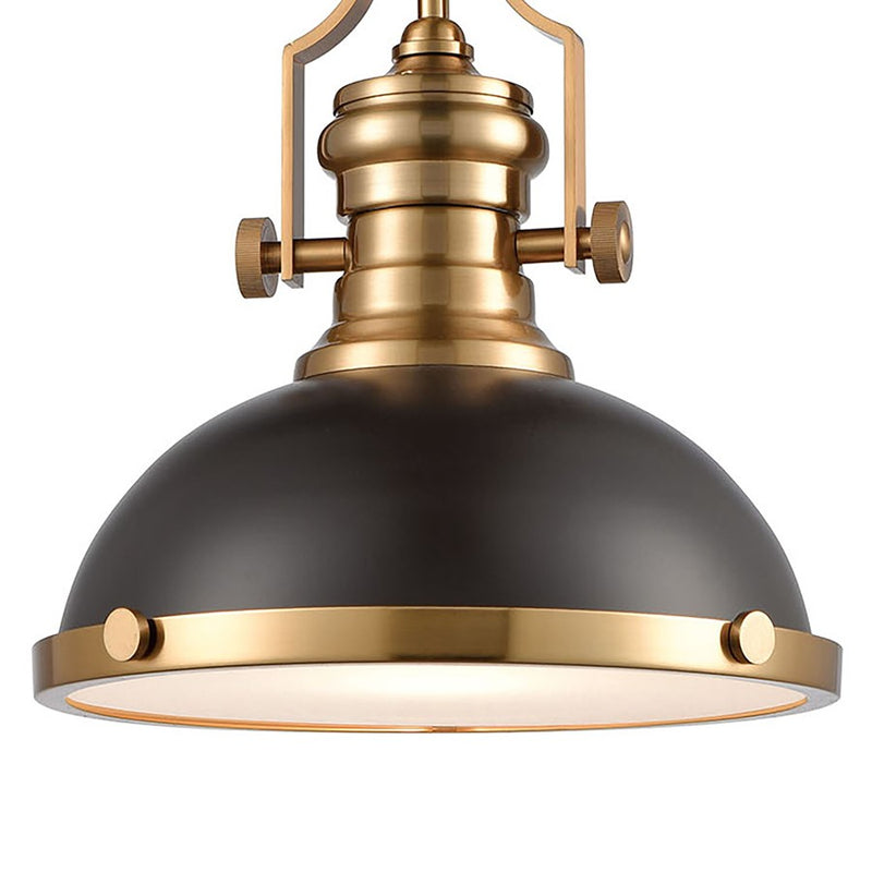 Atlas Lighting Chadwick 13in 1-Light Pendant | Transitional Matte Black Satin Brass Metal | Kitchen Island & Dining Room | Model CL11750-BS2