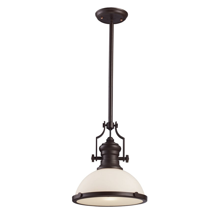 Atlas Lighting Chadwick 13'' Wide 1Lt Pendant, Oiled Bronze/White