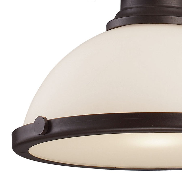 Atlas Lighting Chadwick 13'' Wide 1Lt Pendant, Oiled Bronze/White