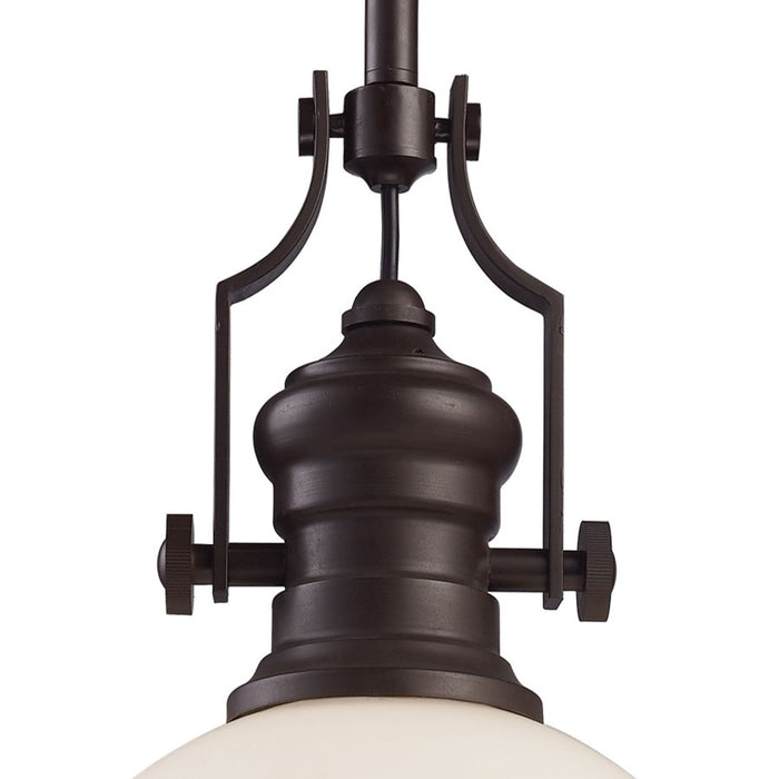 Atlas Lighting Chadwick 13'' Wide 1Lt Pendant, Oiled Bronze/White