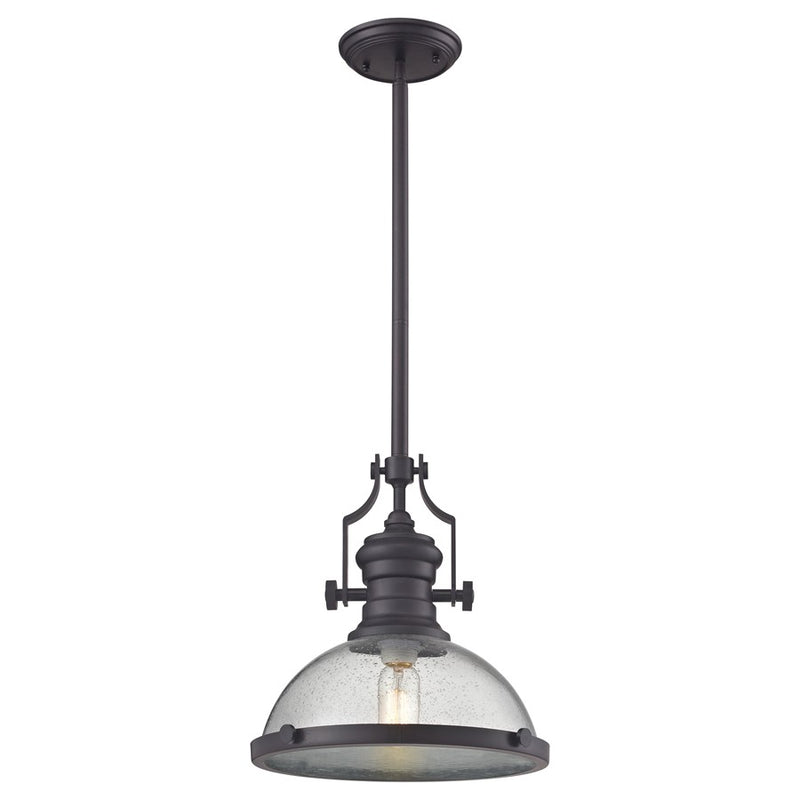 Atlas Lighting Chadwick 13in 1-Light Pendant | Transitional Oil Rubbed Bronze and Clear Seeded Glass | Kitchen Island & Dining | Model CL11750-BZ3