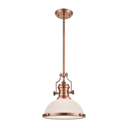 Atlas Lighting Chadwick 13''W 1Lt Pendant, Antique Copper/White