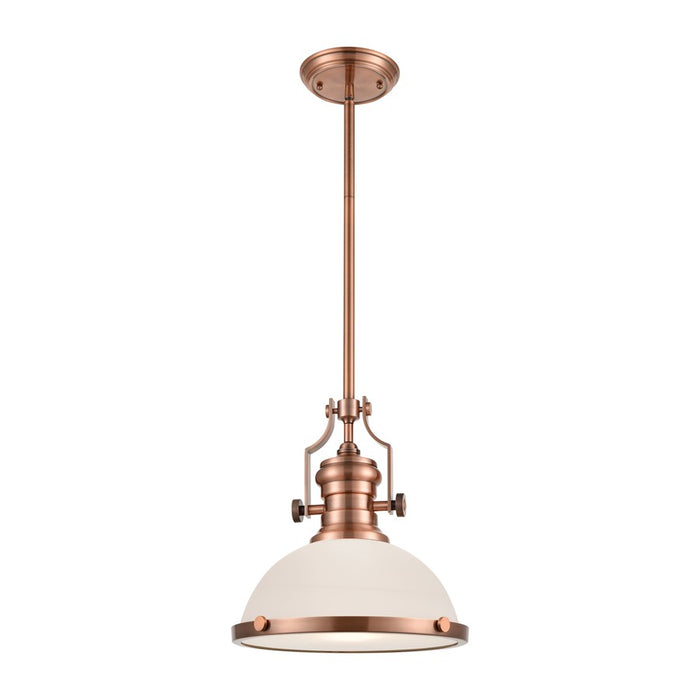 Atlas Lighting Chadwick 13''W 1Lt Pendant, Antique Copper/White