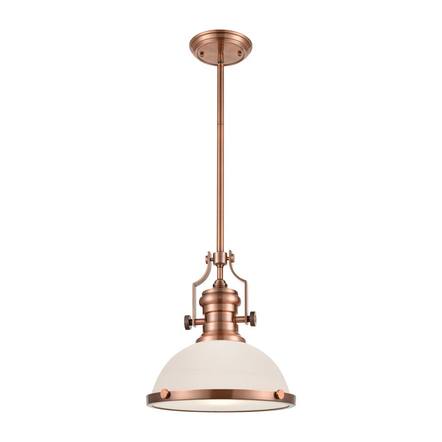 Atlas Lighting Chadwick 13''W 1Lt Pendant, Antique Copper/White