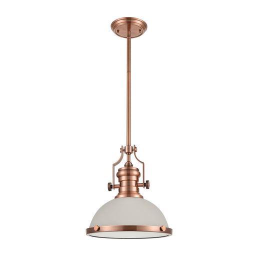 Atlas Lighting Chadwick 13''W 1Lt Pendant, Antique Copper/White