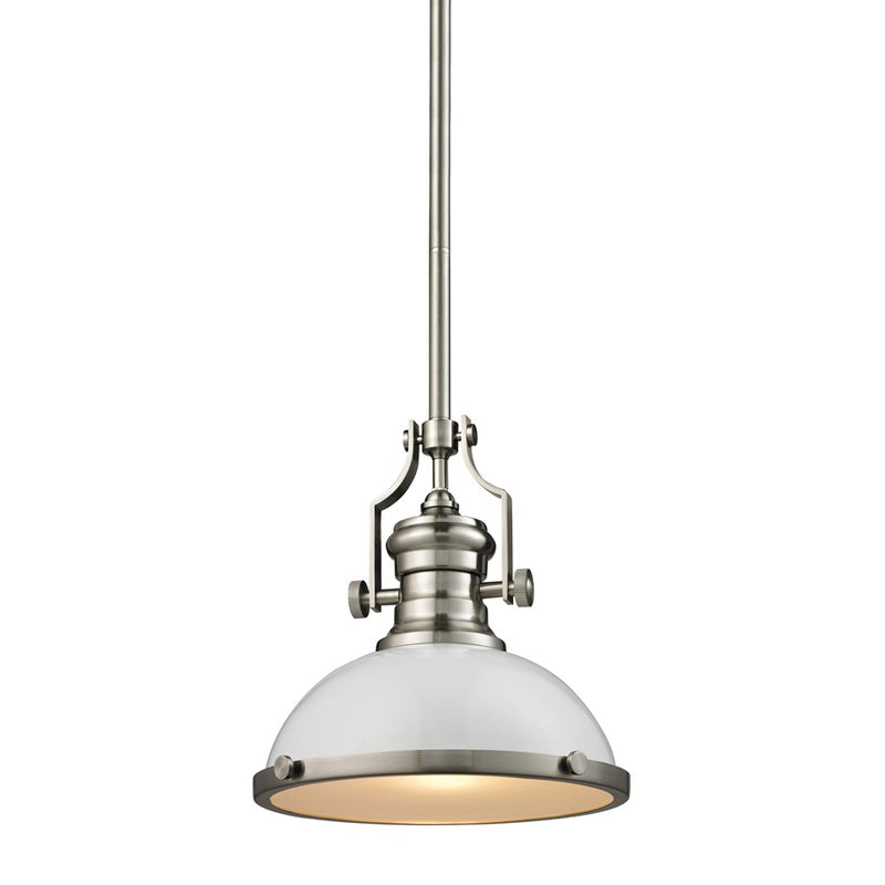 Atlas Lighting Chadwick 13'' Wide 1Lt Pendant, Nickel/Gloss White