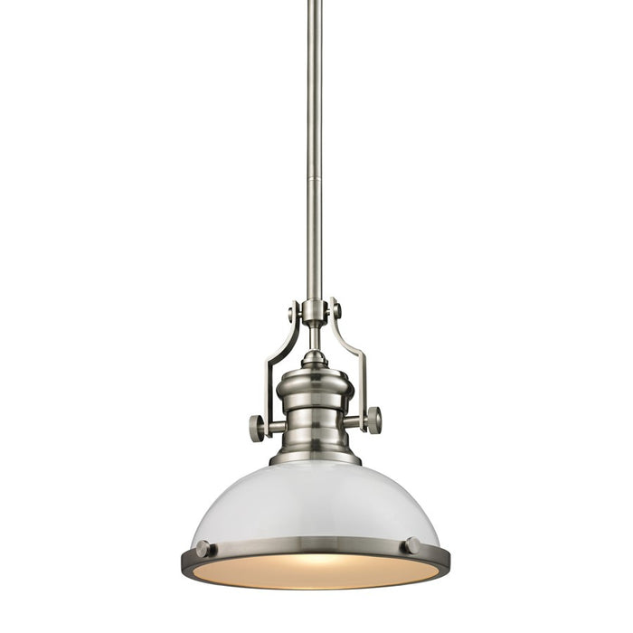 Atlas Lighting Chadwick 13'' Wide 1Lt Pendant, Nickel/Gloss White