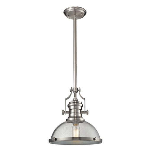 Atlas Lighting Chadwick 13'' Wide 1Lt Pendant, Satin Nickel/Clear