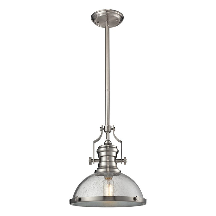 Atlas Lighting Chadwick 13'' Wide 1Lt Pendant, Satin Nickel/Clear