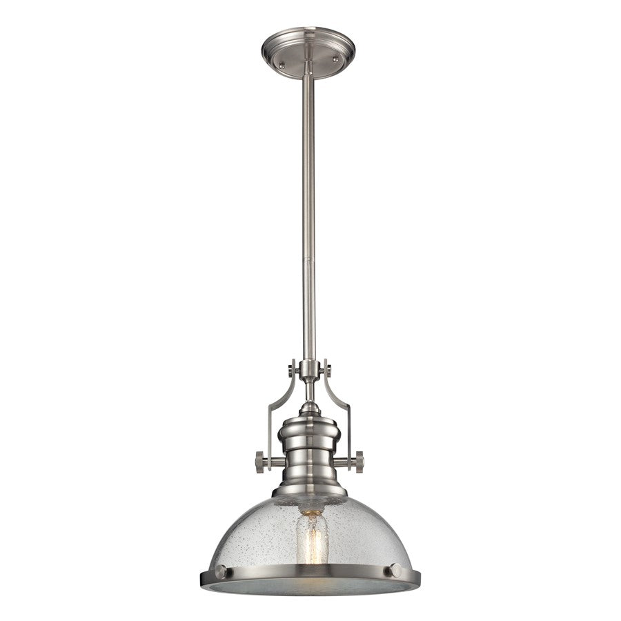 Atlas Lighting Chadwick 13'' Wide 1Lt Pendant, Satin Nickel/Clear