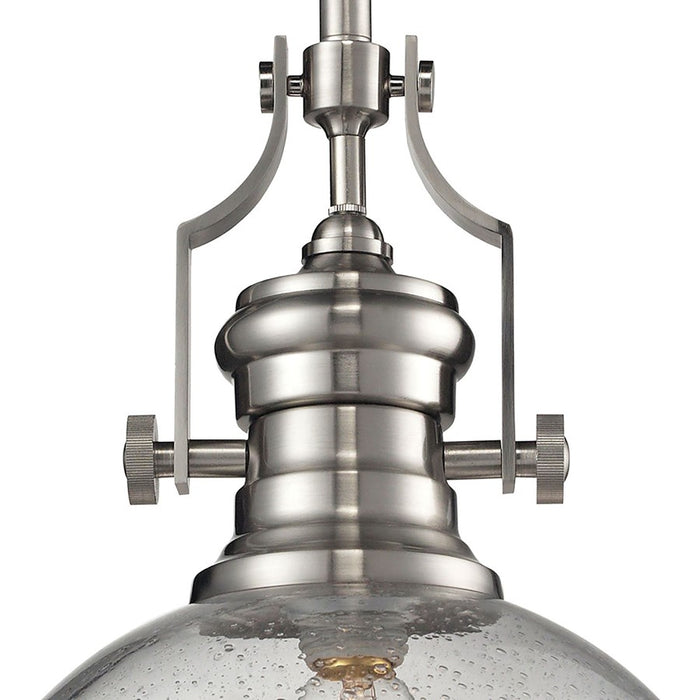 Atlas Lighting Chadwick 13'' Wide 1Lt Pendant, Satin Nickel/Clear
