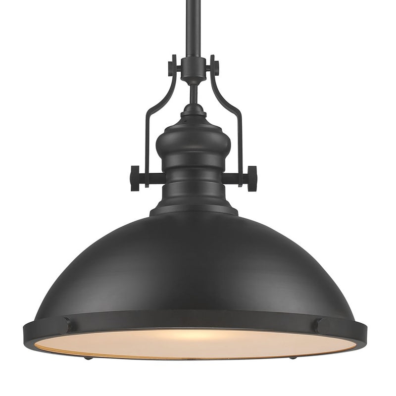 Atlas Lighting Chadwick 17in 1-Light Pendant | Transitional Matte Black Metal | Kitchen Island & Dining Room | 17 x 17 x 14 in | Model CL11751-BK