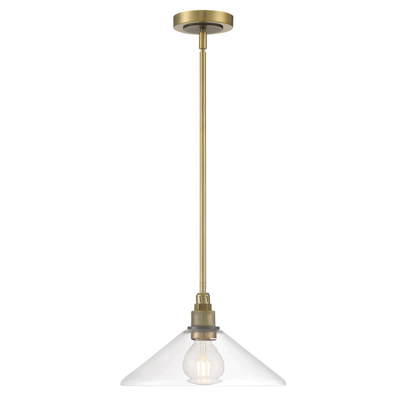 Atlas Lighting Charis 12.5in 1-Light Pendant | Transitional Antique Brass and Oil Rubbed Bronze with Clear Glass | Kitchen Island | Model CL11752-BS