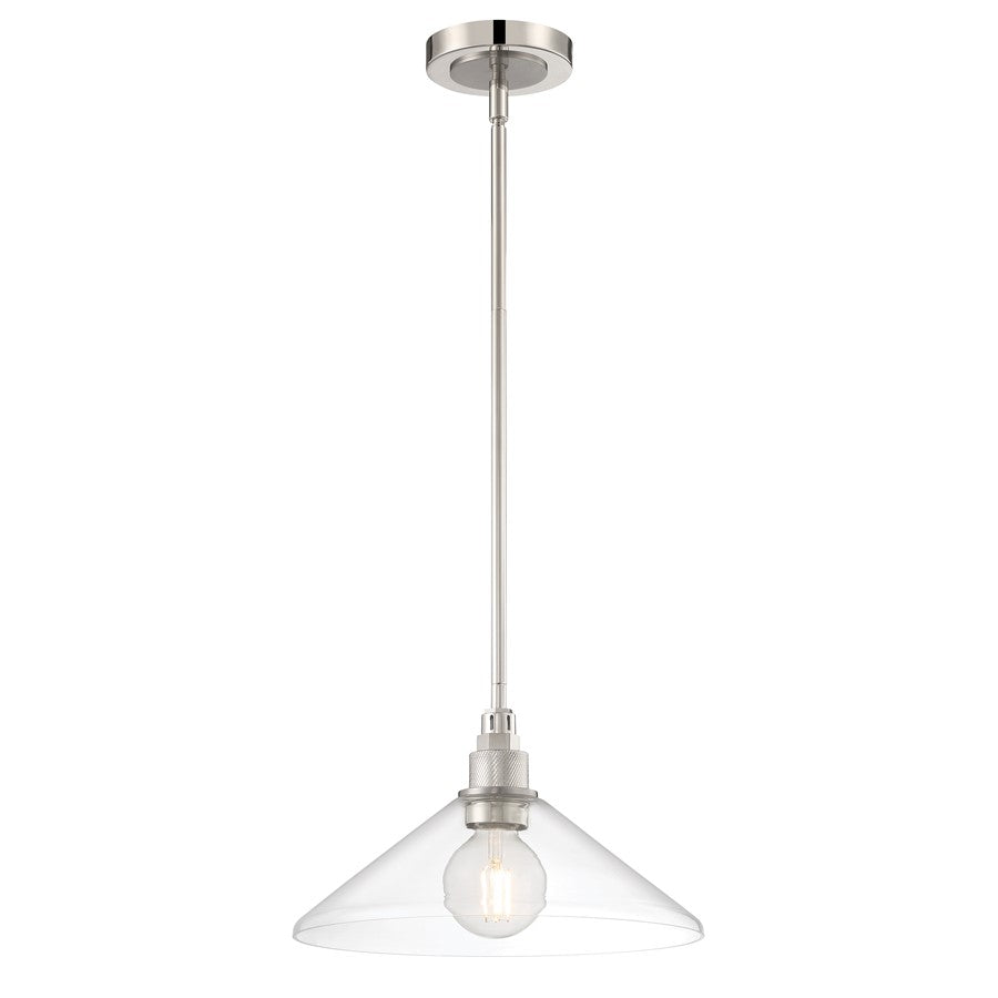 Atlas Lighting Charis 12.5'' Wide 1Lt Pendant, Nickel/Nickel/Clear