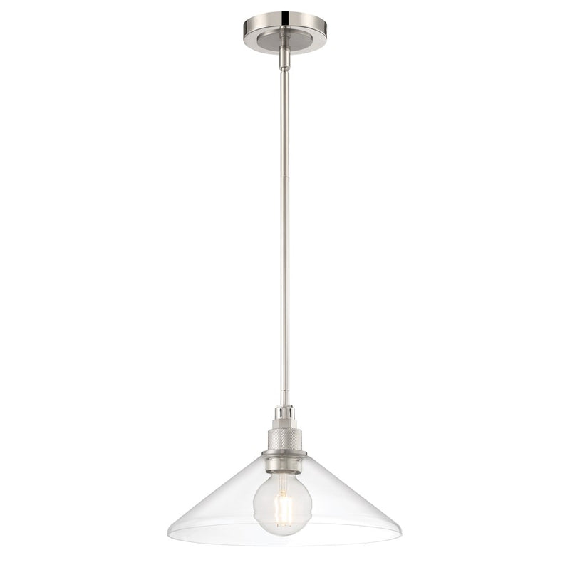 Atlas Lighting Charis 12.5in 1-Light Pendant | Transitional Polished Nickel and Brushed Nickel with Clear Glass | Kitchen Island | Model CL11752-NK