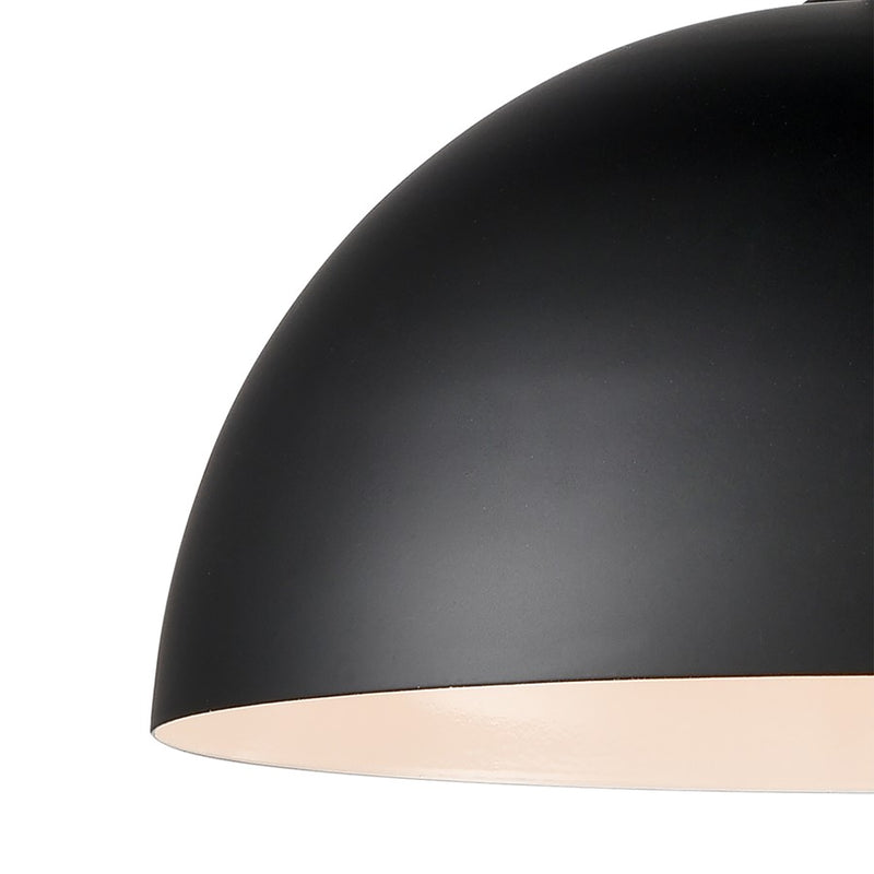 Atlas Lighting Chelsea 12in 1-Light Pendant | Modern Black Metal Dome | Kitchen Island & Dining Room | 12 x 12 x 7.5 in | Model CL11753-BK