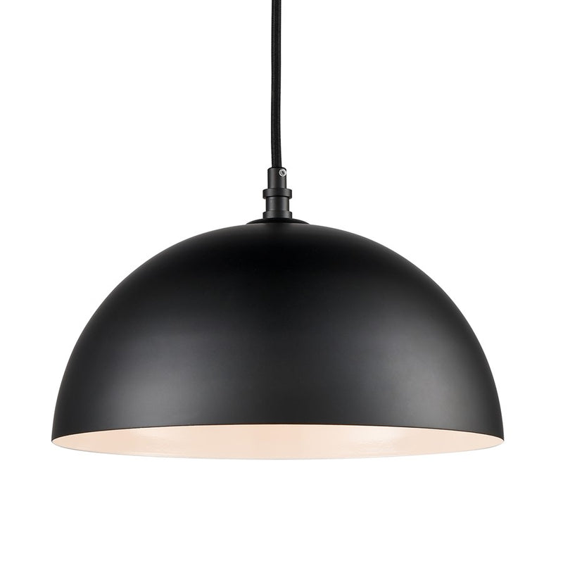 Atlas Lighting Chelsea 12in 1-Light Pendant | Modern Black Metal Dome | Kitchen Island & Dining Room | 12 x 12 x 7.5 in | Model CL11753-BK