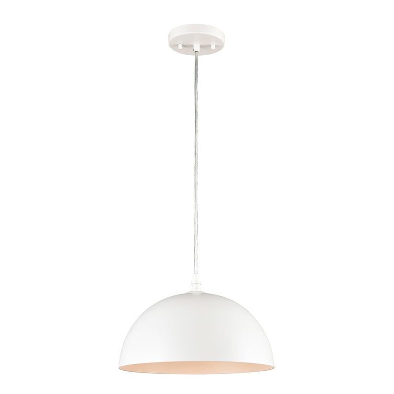 Atlas Lighting Chelsea 12in 1-Light Pendant | Modern White Metal Dome | Kitchen Island & Dining Room | 12 x 12 x 7.5 in | Model CL11753-WH