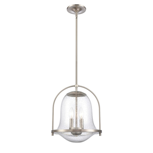Atlas Lighting Connection 12'' Wide 2Lt Pendant, Satin Nickel/Clear