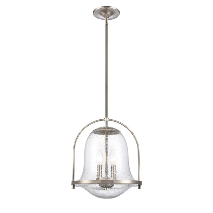 Atlas Lighting Connection 12'' Wide 2Lt Pendant, Satin Nickel/Clear