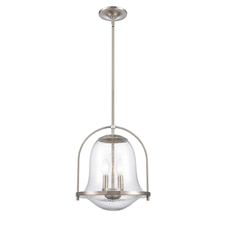 Atlas Lighting Connection 12'' Wide 2Lt Pendant, Satin Nickel/Clear