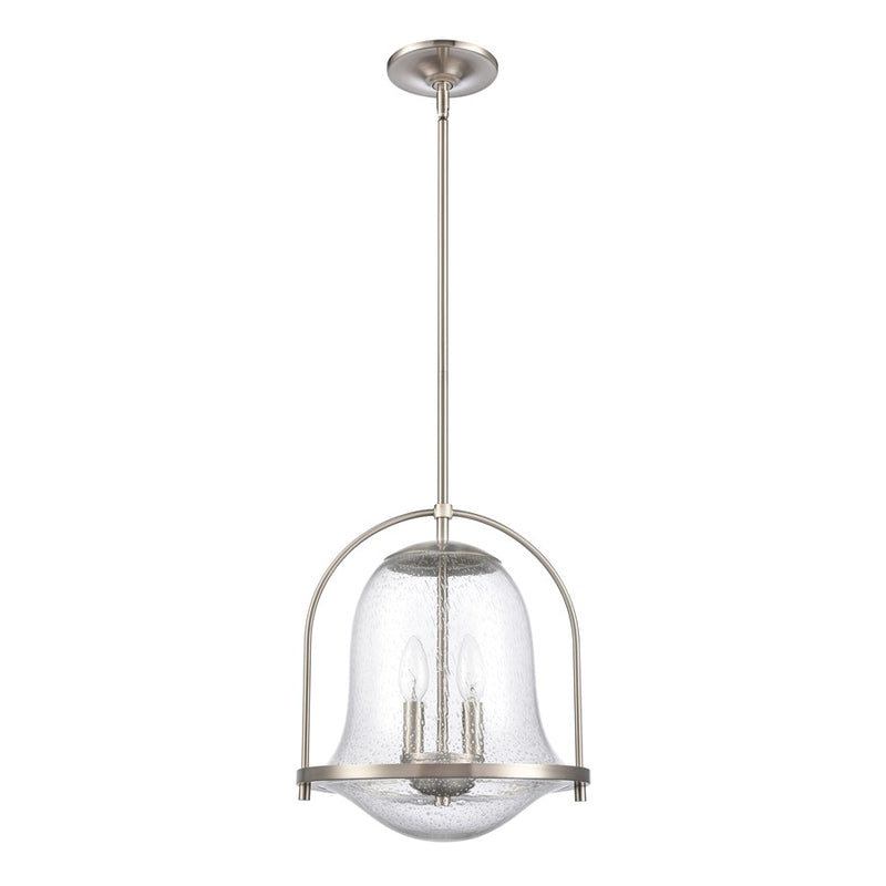 Atlas Lighting Connection 12'' Wide 2Lt Pendant, Satin Nickel/Clear