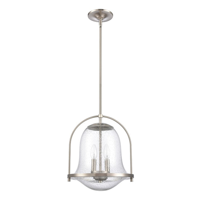 Atlas Lighting Connection 12'' Wide 2Lt Pendant, Satin Nickel/Clear
