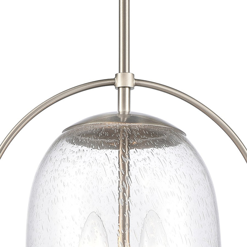 Atlas Lighting Connection 12in 2-Light Pendant | Transitional Satin Nickel and Clear Seeded Glass | Kitchen Island & Dining Room | Model CL11755-NK