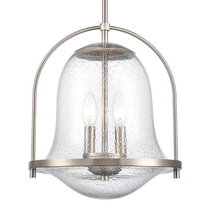 Atlas Lighting Connection 12'' Wide 2Lt Pendant, Satin Nickel/Clear