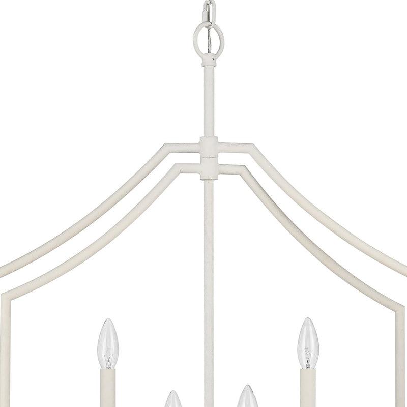 Atlas Lighting Continuance 26in 6-Light Pendant | Modern Textured White and Satin Brass Linear | Kitchen Island & Dining Room | Model CL11756-WH