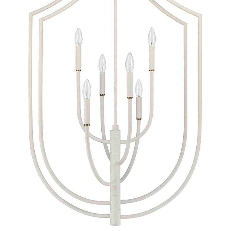 Atlas Lighting Continuance 26in 6-Light Pendant | Modern Textured White and Satin Brass Linear | Kitchen Island & Dining Room | Model CL11756-WH