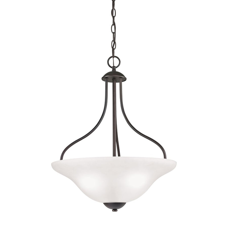 Atlas Lighting Conway 18in 3-Light Pendant | Traditional Oil Rubbed Bronze and White Frosted Glass | Kitchen Island & Dining Room | Model CL11758-BZ