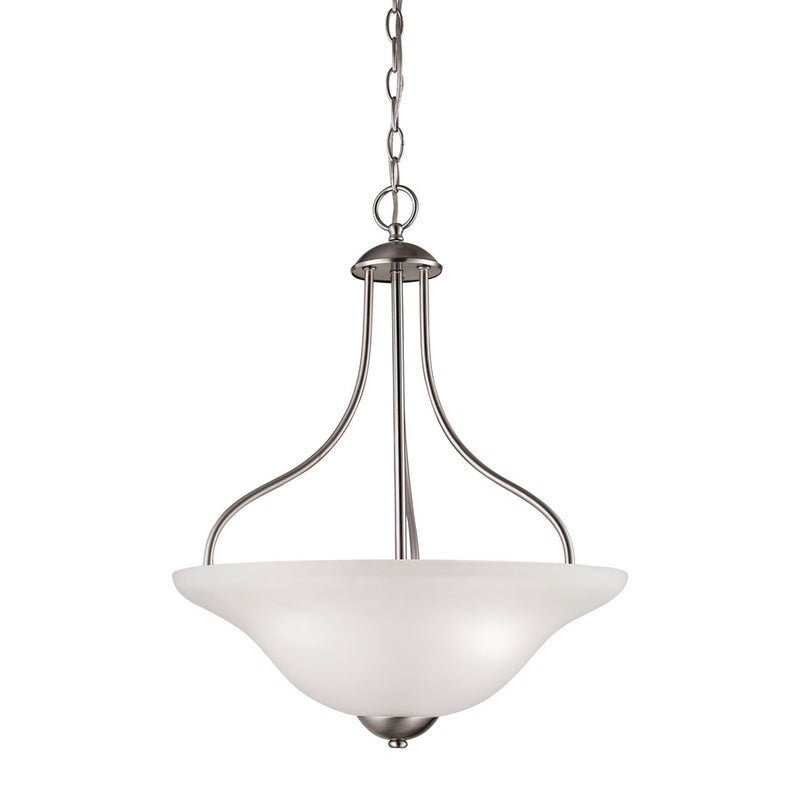 Atlas Lighting Conway 18in 3-Light Pendant | Traditional Brushed Nickel and White Frosted Glass | Kitchen Island & Dining Room | Model CL11758-NK