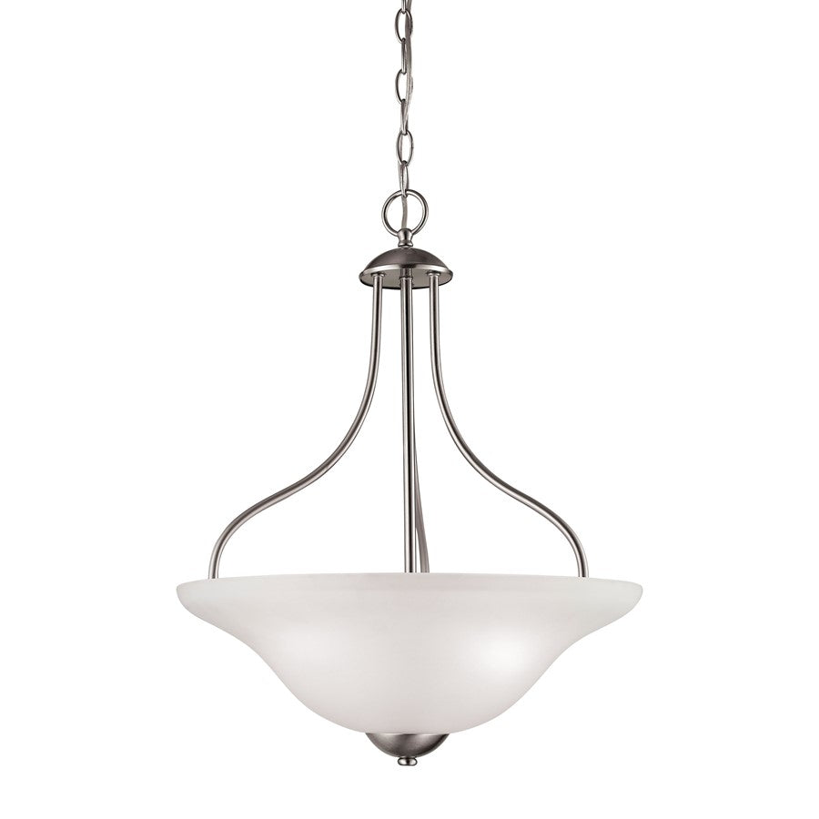 Atlas Lighting Conway 18'' Wide 3Lt Pendant, Brushed Nickel/White